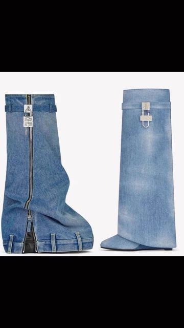 jean givenchy shark boots|Givenchy denim shark boots.